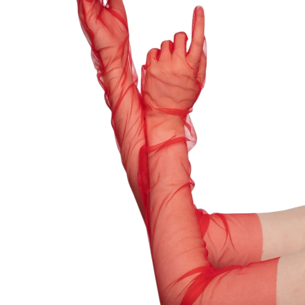 Beloved Millinery Fine Elegant Red Sheer Gloves Tea Church Brunch Formal Holiday